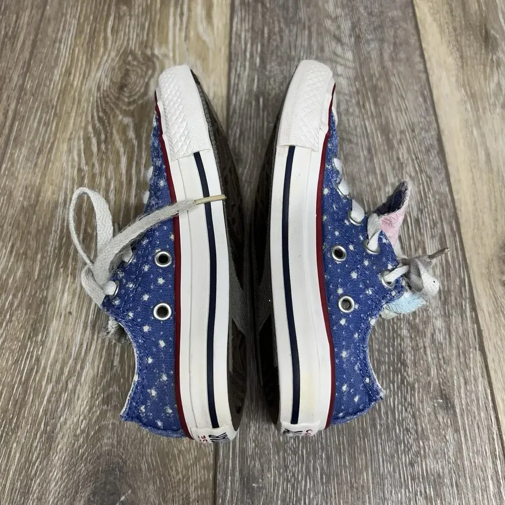 Converse Chuck Taylor Shoes 660714F Double Tongue Blue Polka Dot Youth Size 11